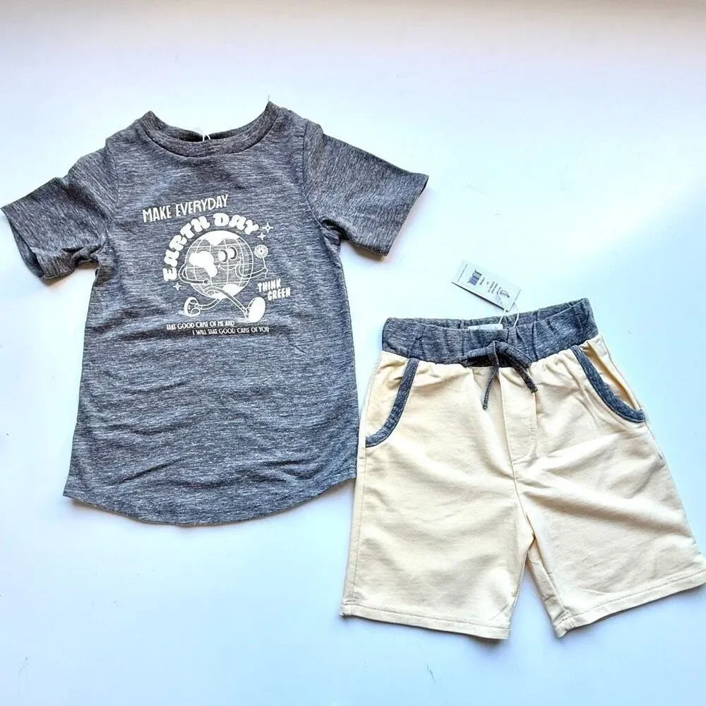 NWT Miki Miette boys' short-sleeved gray “Earth Day
